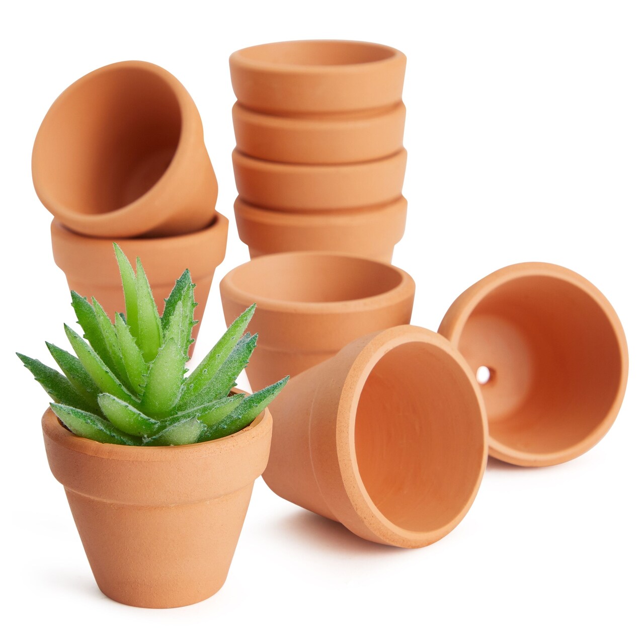 10-Pack 1.5-Inch Mini Terracotta Plants Pots with Drainage Holes for Cactus, Succulents, Tiny Clay Terra Cotta Flower Pot Planters for Nursery, Indoor Garden, Patio, DIY Crafts